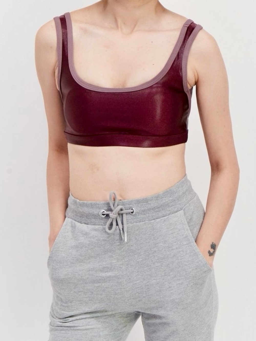 Heroine Sport Crescent Sports Bra
 - Burgundy with Dusty Rose Trim - Sz Medium